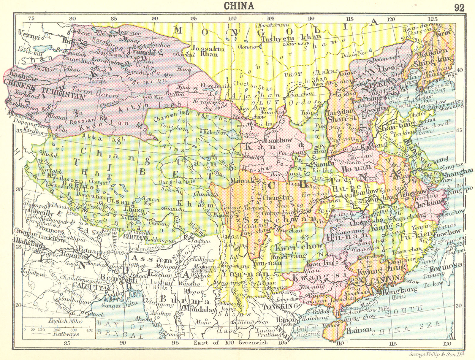 CHINA. China; Small map 1912 old antique vintage plan chart